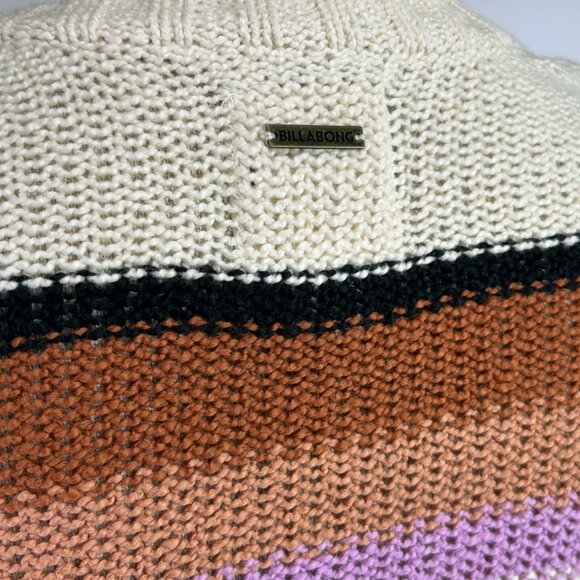 BILLABONG Seeing Double Sweater Sz L Multicolor Stripe Knit Cotton Blend - Picture 5 of 10